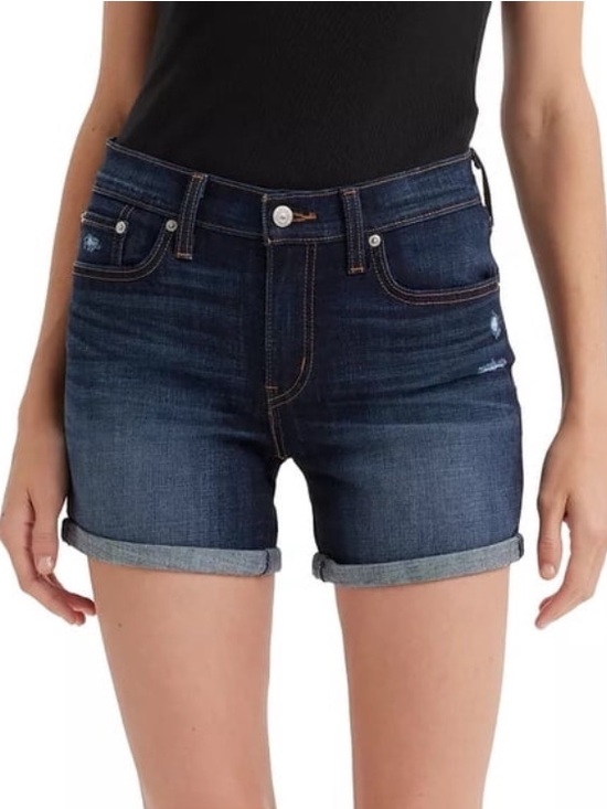 Denizen from Levi's Pants - Denizen from Levi's Dark Blue Roll-Cuff Denim Shorts